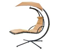 Lapiglo Ensemble housse de coussin pour chaise longue suspendue et parasol - Tissu en polyester beige avec attaches pour chaise courbée, terrasse d'extérieur - 194 x 74 cm