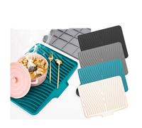 Lapiglo Grand tapis égouttoir en silicone 40 x 33 cm, égouttoir antidérapant avec bords surélevés pour casseroles et poêles, gris