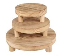 Lapiglo Lot de 3 supports de plantes en bois pour pots de fleurs, bougies, bijoux, pour piédestal compact, salle de bain, entrée (feu clair)