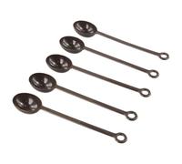 Lapiglo Lot de 5 cuillères à mesurer à long manche en plastique 10 g pour cafetière à moka, poudre, thé, marron, 200 mm