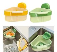 Lapiglo Passoire d'angle pour évier avec ventouse, gain de place, panier de vidange de cuisine récupérateur de débris et porte-éponge, jaune