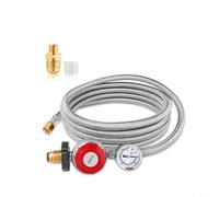 Lapiglo Régulateur de propane réglable avec jauge, 0-30 PSI pour connecteur Qcc1 pour cuisine extérieure, acier inoxydable pour tuyau tressé (3,7 m)