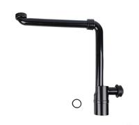 Lapiglo Siphon d'évier économiseur d'espace 3,8 cm, réglable pour siphon à bouteille rotatif à 360° avec joint étanche et filtre à cheveux pour lavabo de salle de bain (noir)