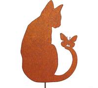 Lapiglo Statue de chat assis en fer avec finition rouillée - Décoration de jardin réaliste - 30 x 22 cm - Décoration de pelouse pour allée, parterre de fleurs, terrasse (chat assis)