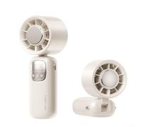Lapiglo Ventilateur portable à grande vitesse à suspendre au cou, système de refroidissement à glace avec affichage numérique, ventilateur électrique pliable de voyage, blanc