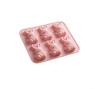 Lapin 3D en silicone pour glaçons, chocolat et bonbons, lapin flexible anti-adhésif pour fêtes de Pâques, décoration de cuisine de ferme, rose