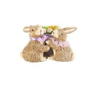: Lapins décoratifs avec panier d'oufs de Pâques en matériaux naturels