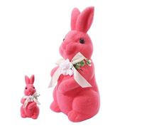 Lapins en Duvet Figurine Avec Un Flockage D'Apparence Naturelle Et Réaliste | Lapin De Pâques Flocké Pour , Et , Décoration De Pâques Pour Étagère, Cabinet, Entrée Et