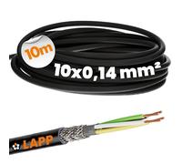 Lapp 10x0,14 mm² Câble de Commande LiYCY Blindé 10 m - Câble de Signal Noir | Fil de cuivre nu flexible, gaine PVC résistante aux UV, câble de données 10 fils pour extérieur et installations