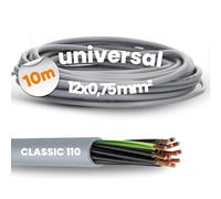 Lapp 1119112 Ölflex Classic 110 Câble de Commande PVC 12x0,75 mm², 10m | Câble gainé flexible 12 fils, gris RAL 7001, résistant à l'huile, ignifuge IEC 60332-1-2 pour installation électrique.