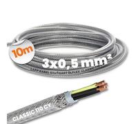 Lapp 1135003 Olflex Classic 110 CY Câble de Commande Blindé 3 x 0,5 mm² | Câble 3 fils avec conducteur de protection vert-jaune et gaine PVC transparente pour environnement critique CEM