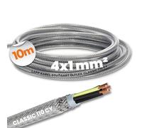 Lapp 1135204 Ölflex Classic 110 CY câble de commande blindé 4x1 mm² avec conducteur de protection vert/jaune I ligne blindée à 4 fils I cordon de commande avec blindage I gaine extérieure transparente