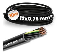 Lapp Olflex Classic 110 Câble de Commande 12x0,75 mm² PVC Noir 10 m | Fil 12 G0,75 ignifugé pour extérieur et machines, résistant aux UV et ozone, conducteur de protection, gaine PVC noir