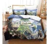 Laputa Castle In The Sky Ensemble De Housse De Couette Imprim¿¿ D Avec Taie D'oreiller ¿¿ Fermeture ¿¿ Glissi¿¿Re Ensemble De Literie En Microfibre Douce