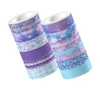 LAPYAPPE 12 Rouleaux de Ruban Adhésif Washi Japonerie Autocollant pour Bricolage et Scrapbooking, Facile à Coller Motifs Sirène pour Projets Créatifs DIY