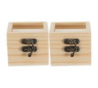 LAPYAPPE 2 Pièces Boîte en Bois Brut avec Fenêtre en Verre et Fermoir Avant, Petite Boîte à Bijoux Carrée pour Présent, pour DIY ou Présentation D'insectes