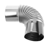LAPYAPPE Accessoire de Cheminée en Acier Inoxydable Argenté, Coude Isolant Thermique 90 Degrés pour Poêle à Bois, Installation Facile, Adapté au Camping en Plein Air
