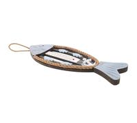 LAPYAPPE Art Mural Vintage pour Patio Thermomètre à Arêtes de Poisson Nautique en Bois, Décoration Murale 3d Poisson, Ambiance Estivale et Style Méditerranéen Résistant la Décoloration