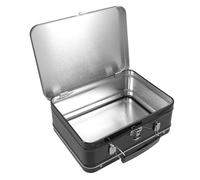 LAPYAPPE Boîte à Lunch en Métal Noir avec Couvercle à Charnière et Verrou, Design Vintage Rétro, Rangement Polyvalent Portable pour Garçons et Filles Lors des Activités Scolaires