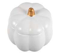 LAPYAPPE Bol à Soupe en Céramique Blanc avec Couvercle, Design Citrouille Mignon, Adapté pour Cuisson et Cuisson Vapeur, Décoration Festive pour Thanksgiving et Halloween