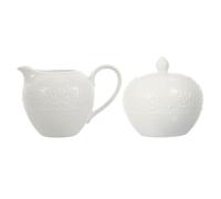 LAPYAPPE Bouilloire à Lait Facile à Nettoyer et Design Élégant Ensemble 2 Pièces Sucrier en Céramique Blanche Multifonction Cuisine et Service Café