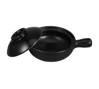 LAPYAPPE Cocotte en Céramique de Style Japonerie en Argile Noire 600ml avec Couvercle Résistante à Haute Température pour Voyages et Fêtes