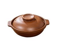 LAPYAPPE Cocotte Facile à Nettoyer en Argile Marron 1,3l avec Couvercle, Compatible Tous Feux pour Cuisson et Mijotage de Soupes en Petits Foyers