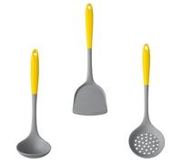 LAPYAPPE Ensemble D'ustensiles Cuisine en Silicone Réutilisables Spatule, Louche et Cuillère à Trous, Facile à Nettoyer pour Cuisson Antiadhésive