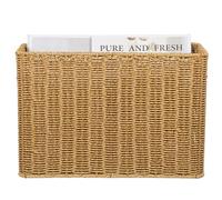 LAPYAPPE Panier Décoratif Tissé Imitation Rotin, Grosse Capacité, Bureau | Bac de Rangement Tissé, Poignées Ajourées, Plastique Couleur Café, Style Japonerie, Salle de Bain et Cosmétiques