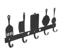 LAPYAPPE Patère Murale en Métal Noir 5 Crochets Cuisine, Fixation Murale Simple, Rangement Mural Décoratif et Fonctionnel pour Espace la Cuisine