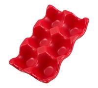 LAPYAPPE Plateau à Œufs en Céramique Rouge 6 Tasses, Porte-œufs Multifonctionnel Facile à Nettoyer pour Table à Manger et Restaurants