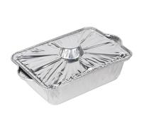 LAPYAPPE Plateau de Cuisson 2500ml Résistant Haute Température avec Couvercle Pratique en Aluminium Argenté pour Barbecue et Cuisson en Extérieur