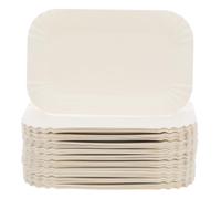 LAPYAPPE Plateau de Présentation pour Desserts en Papier Blanc Design Délicat, Grosse Capacité, Assiettes Rectangulaires Jetables pour Fêtes et Apéritifs