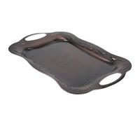LAPYAPPE Plateau Marron en Acier Inoxydable Rectangulaire de Service Portable avec Poignées, Style Vintage Simple pour Party et Picnic