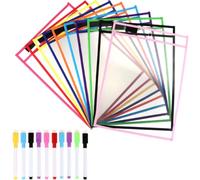 LAPYAPPE Pochette Porte-stylo et Œillet Métallique pour Usage Quotidien Effaçable à Sec Réutilisable en Pet Transparent Couleur Aléatoire