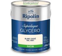 RIPOLIN - Peinture Laque Glycéro Intérieure/Extérieure - Boiseries et Structures Métalliques - Résistance Accrue - Durabilité Remarquable - Blanc Casse Ral 9001 - Satin - 2L
