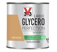 V33 Peinture multi-supports monocouche Laque Glycéro satin, Jaune Toscane, 0,5L