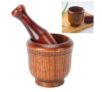 LAR Mortier pilon ensemble Bol de broyage en bois cuisine domestique manuel ail gingembre épices broyeur mortier pilon