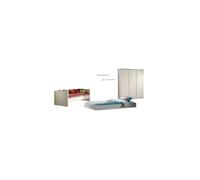 LARA Lit Capitaine laqué blanc + Lit gigogne + 2 Etagères + Armoire 3 portes