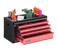 LARBANKE Boîte outils 4 tiroirs, serrure clés, plan anti-rouille étanche, coins anti-choc, tiges connexion empilage modulable.