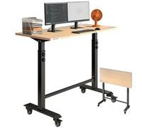 LARBANKE Établi pliable (115 cm) - Charge maximale : 363 kg - Table de travail mobile réglable en hauteur (85-115 cm) - Table robuste avec roulettes et échelle - Montage sans outil