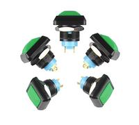 Larcele Bouton-poussoir mini momentané étanche vert 12mm 5 pièces ANKG-05 | 1NO, métal étanche marche/arrêt retour auto DIY