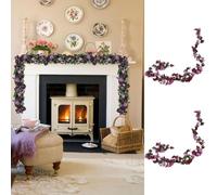LaresDay Lot de 2 guirlandes de roses artificielles - 4,9 m (2 x 2,45 m) - Avec 45 pétales de rose - Guirlande élégante pour mariage, fête, jardin, balcon - Rouge (violet)