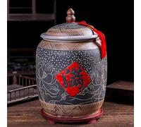 Large Ceramic Rice Dispenser, Airtight Food Storage Jar With Lid, Flour And Grain Storage Bucket, Decorative Kitchen Countertop Organizer For Beans, Oats, Coffee, Sugar(25kg)