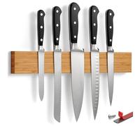 LARHN Porte Couteaux Aimanté en Bambou avec Aimant Extra Puissant - 40cm - Aimant Couteau Mural pour Les Couteaux, Les Ustensiles et Les Outils - Bloc Couteaux Cuisine Vide