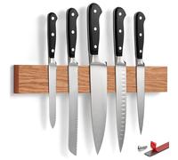 LARHN Porte Couteaux Aimanté en Chêne avec Aimant Extra Puissant - 40 cm - Aimant Couteau Mural pour Les Couteaux, Les Ustensiles et Les Outils - Bloc Couteaux Cuisine Vide
