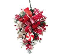 Larme de Noël Swag 20x12in Artificielle avec Boule Canne en Bonbon | Sucette For les décorations de fenêtre d'escalier de porte d'entrée