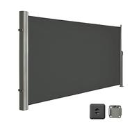 LARMNEE 160 x 400 cm (H x L) Store latéral, Brise-Vue Rétractable pour Jardin, Balcon, Terrasse, Auvent Latéral, Pare-Soleil, Gris foncé EGY164BP02