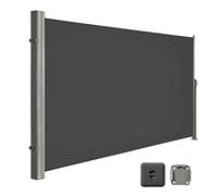 LARMNEE 180 x 400 cm (H x L) Store latéral, Brise-Vue Rétractable pour Jardin, Balcon, Terrasse, Auvent Latéral, Pare-Soleil, Gris foncé EGY184BP02