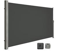 LARMNEE 180 x 400 cm (H x L) Store latéral, Brise-Vue Rétractable pour Jardin, Balcon, Terrasse, Auvent Latéral, Pare-Soleil, Noir Anthracite EBK184BP02